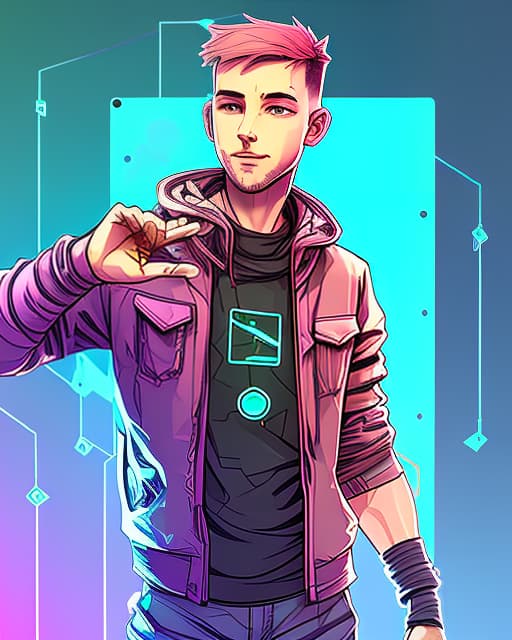 nvinkpunk real male blockchain developer with the ether coin in his hand.