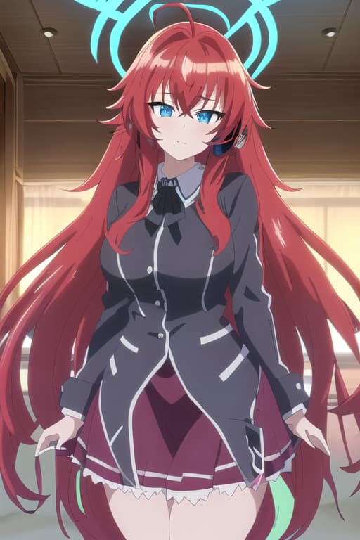  ,,anime,s,,perfect lighting,masterpiece,masterwork,solo,gamer women,gaming headset,game controller,streamer women,gaming chair,bedroom,masterpiece, best quality, 1women, long red hair, looking at viewer, :3, cute, black uniform, outdoors, streets, cowboy shot, curvy, (((blue eyes))), rias gremory, red hair, antenna hair, wavy hair, ((beautiful detailed eyes, beautiful detailed glow, lots of glow)), anime screencap