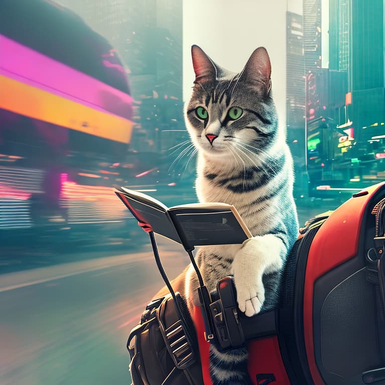 nvinkpunk Realistic image of a cat wearing headphones and reading glasses while riding a bus hyperrealistic, full body, detailed clothing, highly detailed, cinematic lighting, stunningly beautiful, intricate, sharp focus, f/1. 8, 85mm, (centered image composition), (professionally color graded), ((bright soft diffused light)), volumetric fog, trending on instagram, trending on tumblr, HDR 4K, 8K