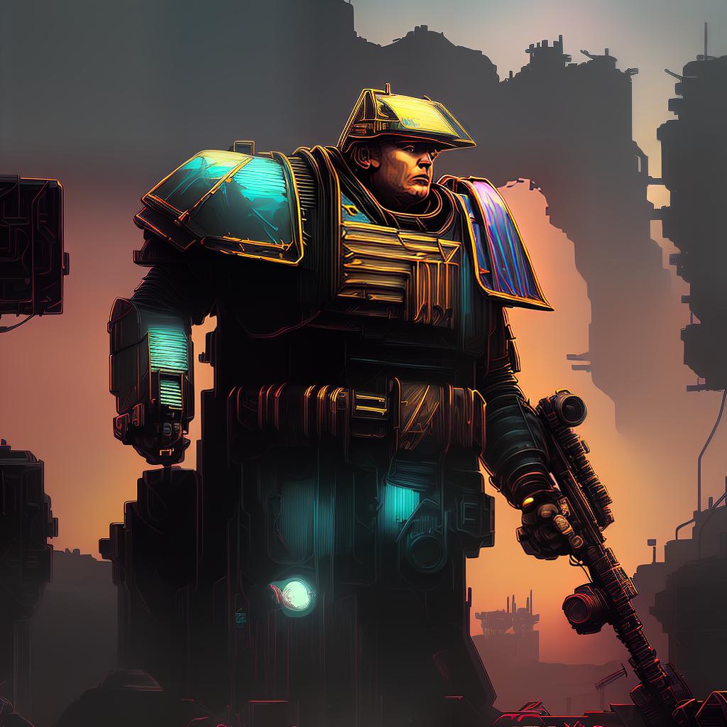 nvinkpunk nvinkpunk snthwve style nvinkpunk, President Donald Trump as Warhammer 40K space marine winning all American votes, victory, honor shining all around him, , high quality, highly detailed, intricate, sharp focus, (centered image composition), digital painting, concept art, smooth, illustration, 4K, 8K