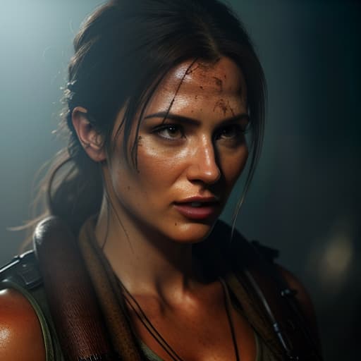  game Tomb Raider hyperrealistic, full body, detailed clothing, highly detailed, cinematic lighting, stunningly beautiful, intricate, sharp focus, f/1. 8, 85mm, (centered image composition), (professionally color graded), ((bright soft diffused light)), volumetric fog, trending on instagram, trending on tumblr, HDR 4K, 8K