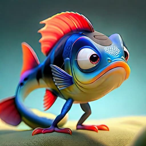  pixar character ,pixar style, funny creature from parallel reality, (best quality), (masterpiece), (best lighting), (high detailed skin:1.0),( detailed eyes), 8k uhd, dslr, soft lighting, best quality, film grain, Fujifilm XT3, crazy salmon fish,side view, mounted on the wall hyperrealistic, full body, detailed clothing, highly detailed, cinematic lighting, stunningly beautiful, intricate, sharp focus, f/1. 8, 85mm, (centered image composition), (professionally color graded), ((bright soft diffused light)), volumetric fog, trending on instagram, trending on tumblr, HDR 4K, 8K