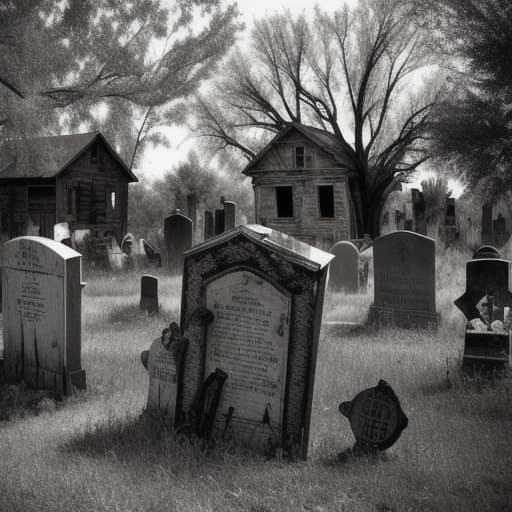  A rustic old timey creepy graveyard in the old west