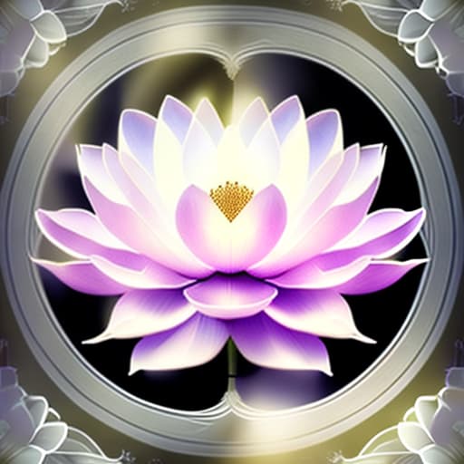 estilovintedois Image of 1 white transparency lotus flower in heaven with serenity tone and holy spirituality mood lots of ray above