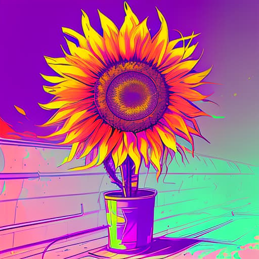 nvinkpunk Sunflower in swirling paint