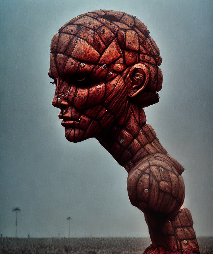 portrait+ style mannequins Beksiński pain fear guillotine chessboard death time cry rain