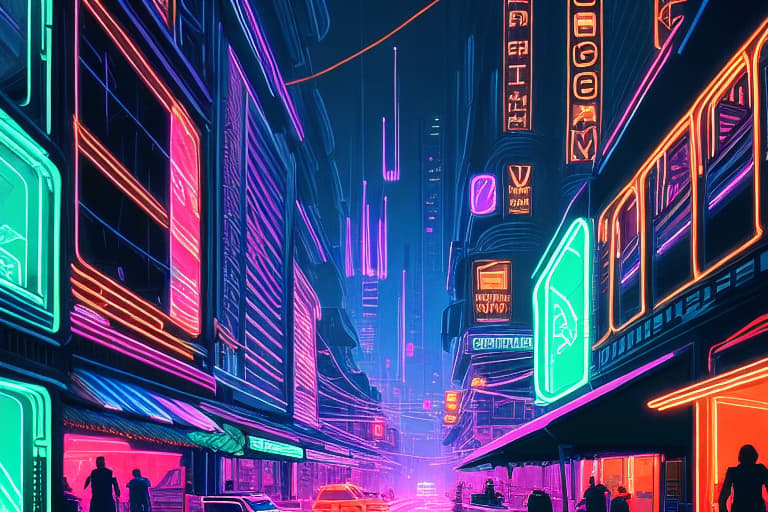  sci fi, concept art, A city at night. neon lights
