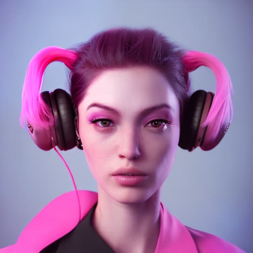 redshift style Dj.Marika Rossa Famous DJ, with a pink strand of hair, beautiful woman