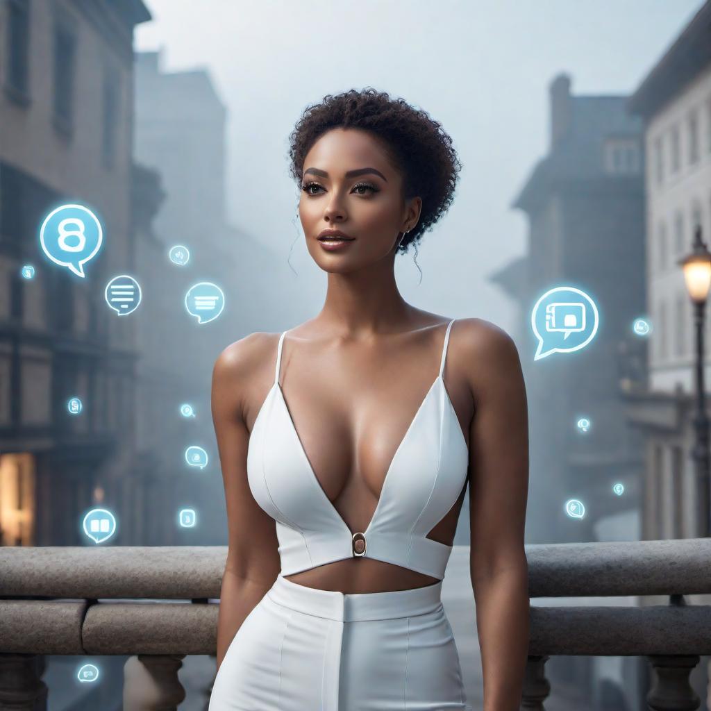  A friendly AI assistant asking the user to share their original text in a helpful and engaging manner. The setting is a virtual conversation with a warm and inviting digital atmosphere, featuring friendly dialogue bubbles and an appealing, modern design. hyperrealistic, full body, detailed clothing, highly detailed, cinematic lighting, stunningly beautiful, intricate, sharp focus, f/1. 8, 85mm, (centered image composition), (professionally color graded), ((bright soft diffused light)), volumetric fog, trending on instagram, trending on tumblr, HDR 4K, 8K