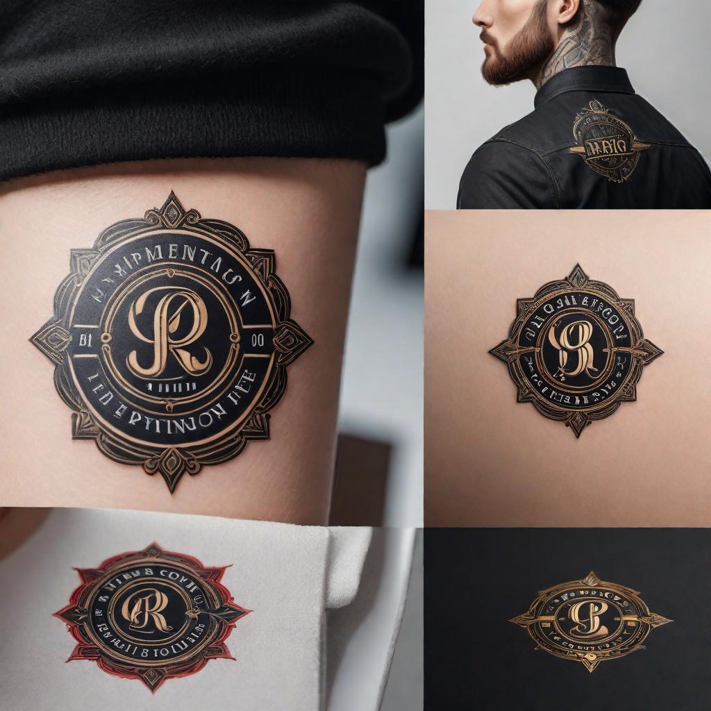  A modern tattoo shop logo that incorporates a blend of classic and contemporary style elements. The logo should include intricate line work reminiscent of traditional tattoo art, combined with a sleek, modern font for the shop’s name, ‘Ink Fusion’. The color scheme should be bold and edgy, using dark tones like black and deep red, with subtle accents of gold or white to highlight details. The logo should be versatile enough to be used on business cards, shop signage, and merchandise. hyperrealistic, full body, detailed clothing, highly detailed, cinematic lighting, stunningly beautiful, intricate, sharp focus, f/1. 8, 85mm, (centered image composition), (professionally color graded), ((bright soft diffused light)), volumetric fog, trending on instagram, trending on tumblr, HDR 4K, 8K