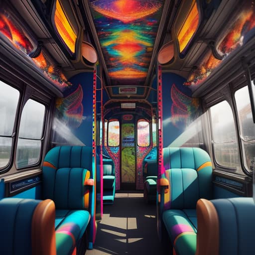  a psychedelically painted bus with wings hyperrealistic, full body, detailed clothing, highly detailed, cinematic lighting, stunningly beautiful, intricate, sharp focus, f/1. 8, 85mm, (centered image composition), (professionally color graded), ((bright soft diffused light)), volumetric fog, trending on instagram, trending on tumblr, HDR 4K, 8K