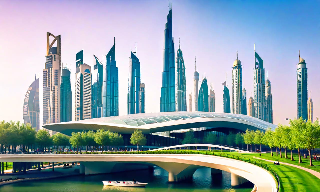  tilt shift photo of A futuristic urban district in Dubai. 2. Scene Description: Central spine as a green park with leisure activities on top and transportation/shelter below. 3. Call Backs: Mention the park, transportation hubs, shelters, and iconic architectural structures repeatedly. 4. Style: Futuristic, eco friendly urban design. 5. Aesthetics: Dramatic and harmonious blend of nature and technology. 6. Backdrop: Dubai skyline and the bustling airport under a clear, sunny sky.dark atmosphere, clear composition, clear lines, fine detail, 4k, trending on artstation, volumetric lighting, background, 16k, high resolution, atmospheric haze, Film grain, cinematic film still, shallow depth of field, highly detailed, moody, epic, photorealistic, hyperrealistic, full body, detailed clothing, highly detailed, cinematic lighting, stunningly beautiful, intricate, sharp focus, f/1. 8, 85mm, (centered image composition), (professionally color graded), ((bright soft diffused light)), volumetric fog, trending on instagram, trending on tumblr, HDR 4K, 8K