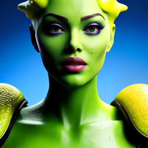 redshift style 3d Female Slime cruel creature with crown Slime on your head, body and face made all of yellow slime, hyperrealistic, full body, detailed clothing, highly detailed, cinematic lighting, stunningly beautiful, intricate, sharp focus, f/1. 8, 85mm, (centered image composition), (professionally color graded), ((bright soft diffused light)), volumetric fog, trending on instagram, trending on tumblr, HDR 4K, 8K