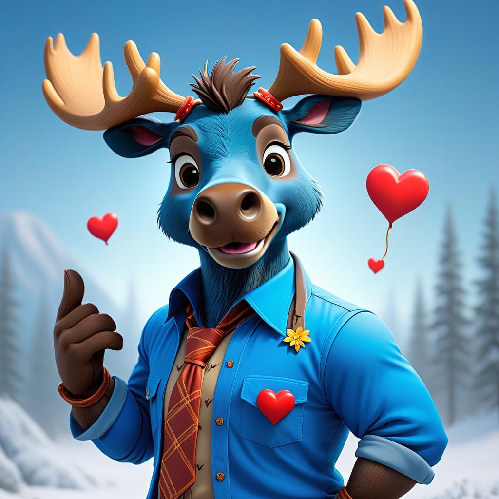  kawaii style Стикер. Cartoon moose dressed in a blue shirt. Cute and with a heart in his hands. kawaii style {prompt} . cute, adorable, brightly colored, cheerful, anime influence, highly detailed . cute, adorable, brightly colored, cheerful, anime influence, highly detailed, STICKER hyperrealistic, full body, detailed clothing, highly detailed, cinematic lighting, stunningly beautiful, intricate, sharp focus, f/1. 8, 85mm, (centered image composition), (professionally color graded), ((bright soft diffused light)), volumetric fog, trending on instagram, trending on tumblr, HDR 4K, 8K