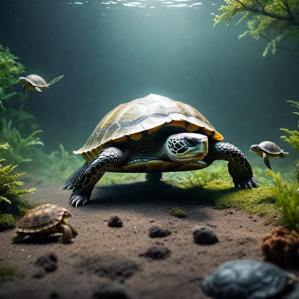  A ghost killing a turtle hyperrealistic, full body, detailed clothing, highly detailed, cinematic lighting, stunningly beautiful, intricate, sharp focus, f/1. 8, 85mm, (centered image composition), (professionally color graded), ((bright soft diffused light)), volumetric fog, trending on instagram, trending on tumblr, HDR 4K, 8K