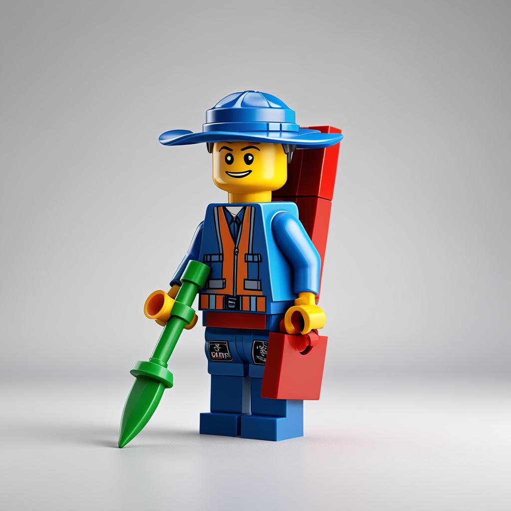  a 3d lego character in middle of white background, (4k, best quality, masterpiece:1.2), ultrahigh res, highly detailed, sharp focus, (perfect image composition)