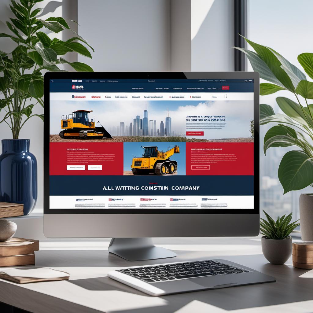  A professional construction website home page with a red, white, and blue color scheme, featuring an American flag background. Main header reads 'All Girl Construction Company' and includes a navigation bar with links to Home, About Us, and Contact pages. The hero section has an image of heavy construction equipment and a slogan 'Building Dreams with Strong Hands'. Below, there are sections for services offered with placeholders for residential, commercial, and renovation projects. The layout is clean and vibrant, designed for mobile view, with girls in modest attire included prominently in the imagery. hyperrealistic, full body, detailed clothing, highly detailed, cinematic lighting, stunningly beautiful, intricate, sharp focus, f/1. 8, 85mm, (centered image composition), (professionally color graded), ((bright soft diffused light)), volumetric fog, trending on instagram, trending on tumblr, HDR 4K, 8K