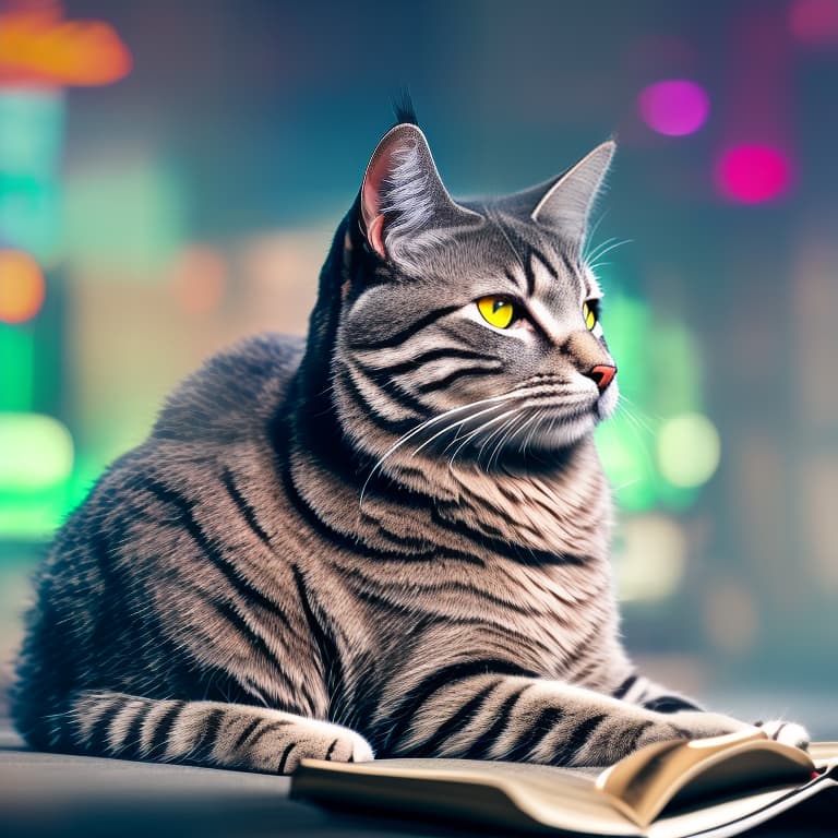 nvinkpunk Realistic image of a cat wearing headphones and reading glasses while riding a bus hyperrealistic, full body, detailed clothing, highly detailed, cinematic lighting, stunningly beautiful, intricate, sharp focus, f/1. 8, 85mm, (centered image composition), (professionally color graded), ((bright soft diffused light)), volumetric fog, trending on instagram, trending on tumblr, HDR 4K, 8K