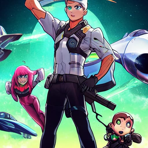  White father with green eyes, Philippino mother and a mixed baby are standing together in an aviator universe. Ready to take action!