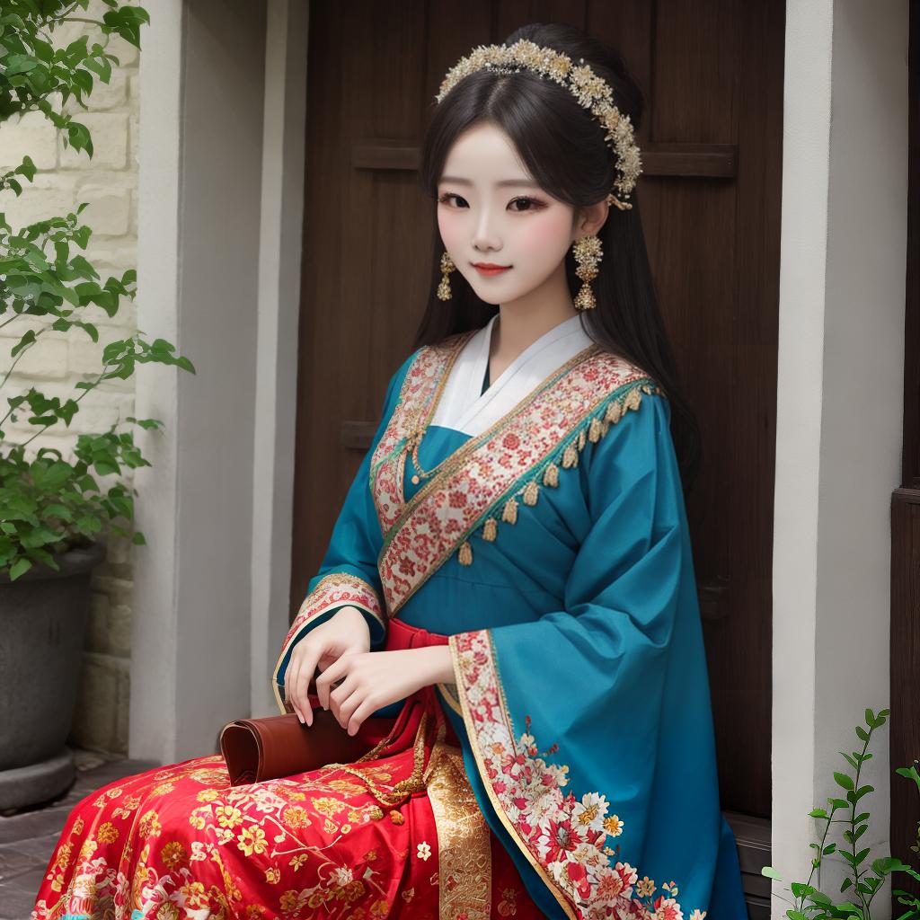  masterpiece, best quality, girl dressed in She traditional costume