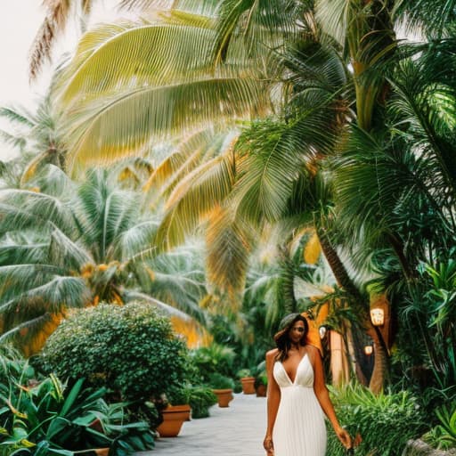 analog style Tropical Paradise hyperrealistic, full body, detailed clothing, highly detailed, cinematic lighting, stunningly beautiful, intricate, sharp focus, f/1. 8, 85mm, (centered image composition), (professionally color graded), ((bright soft diffused light)), volumetric fog, trending on instagram, trending on tumblr, HDR 4K, 8K