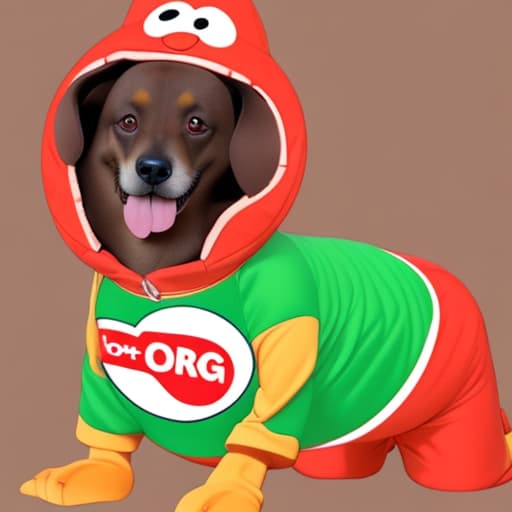  dog in a hot dog suit