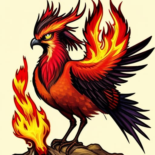  Pheonix bird with fire all over body