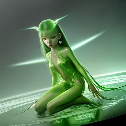  Jennie Kim beautiful green alien 16k, cinematic, hyperrealistic, photorealistic Beautiful , full body, , beautiful 