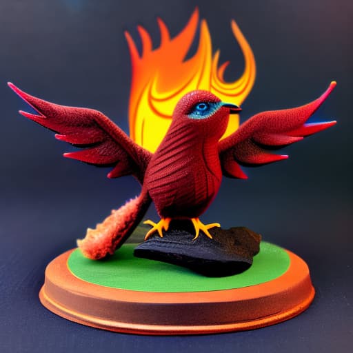 wa-vy style Pheonix bird with fire all over body