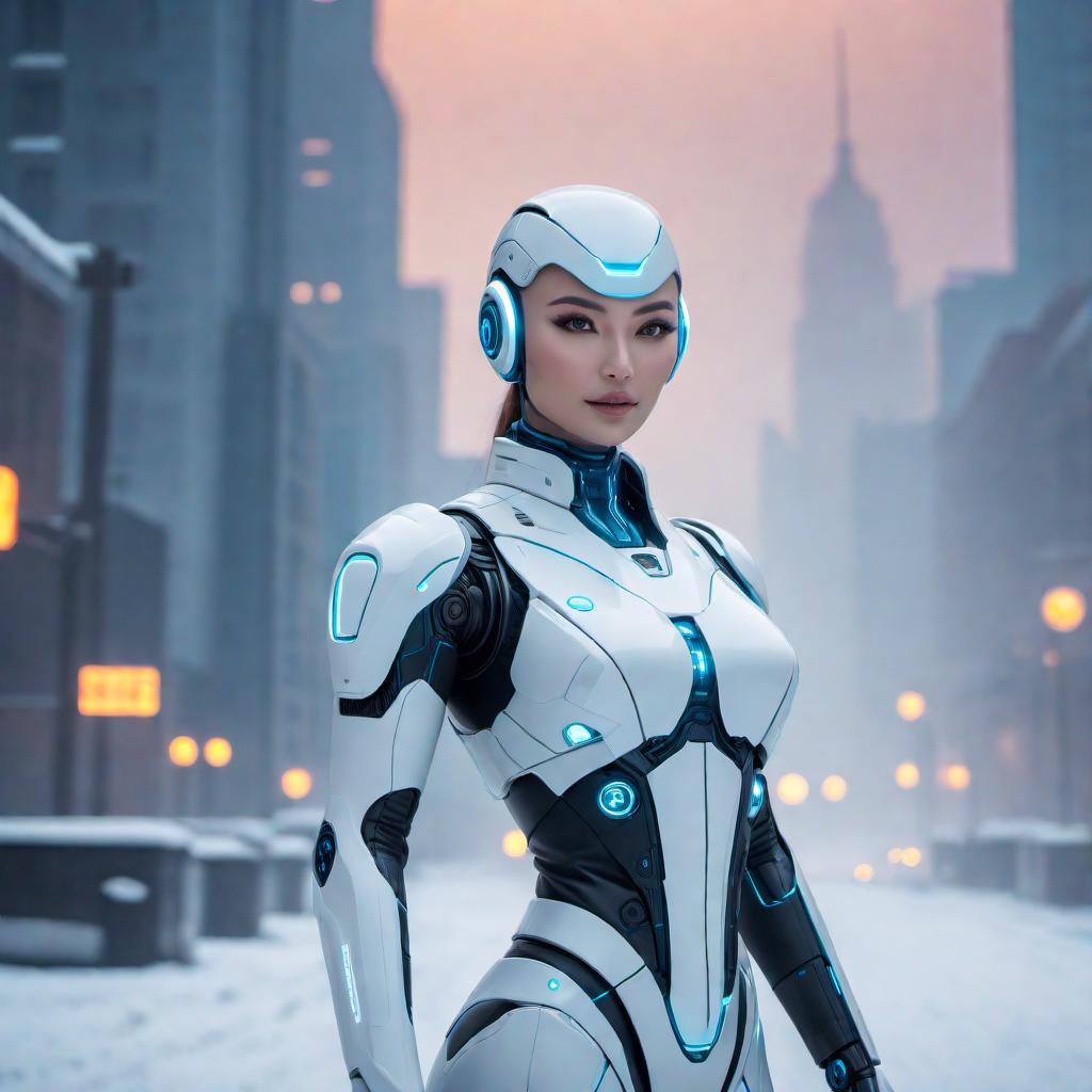  a friendly AI assistant character, appearing friendly and approachable, with a futuristic vibe. Use soft colors and ensure it has a humanoid form to some extent, with features that symbolize intelligence and helpfulness. hyperrealistic, full body, detailed clothing, highly detailed, cinematic lighting, stunningly beautiful, intricate, sharp focus, f/1. 8, 85mm, (centered image composition), (professionally color graded), ((bright soft diffused light)), volumetric fog, trending on instagram, trending on tumblr, HDR 4K, 8K