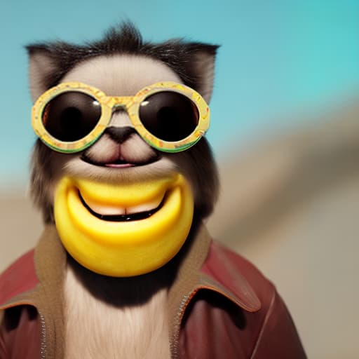 redshift style cute banana with face wearing sunglasses