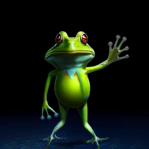 mdjrny-v4 style (a frog wearing blue jean), full body, Ghibli style, Anime, vibrant colors, HDR, Enhance, ((plain black background)), masterpiece, highly detailed, 4k, HQ, separate colors, bright colors