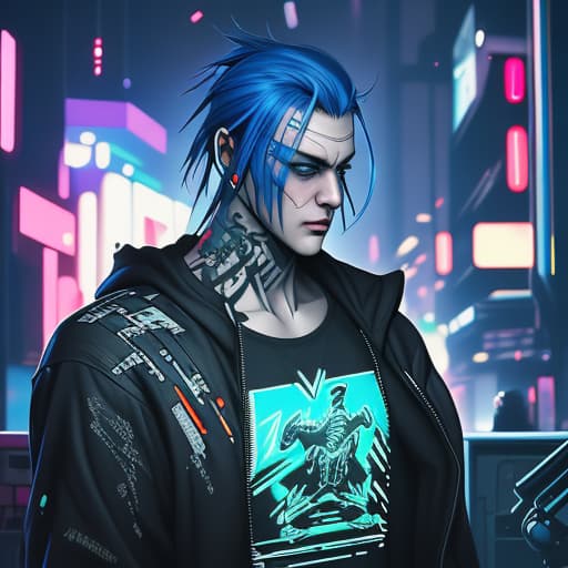  Digital tatoos of cyberpunk man