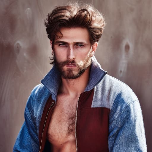 portrait+ style Russian queer supermodel brunette hunk dude face