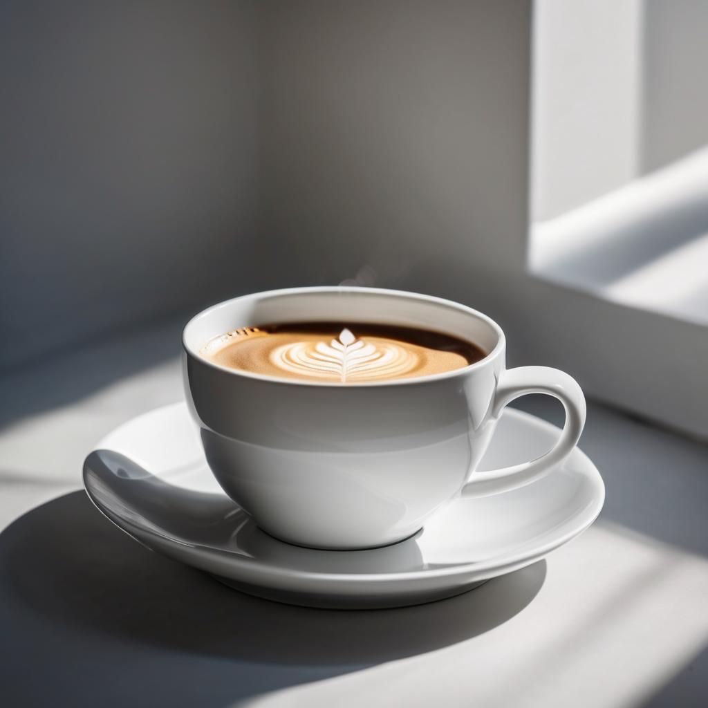  A plain, white coffee cup with a handle.The subject should be centered in the image with a plain white or transparent background. Ensure the subject is well lit with even lighting, avoiding shadows and reflections. The subject should be fully visible and occupy most of the image space without any obstructions. Focus on clear and distinct edges with detailed textures and colors. The perspective should be front facing or slightly angled to capture the depth and structure of the subject. hyperrealistic, full body, detailed clothing, highly detailed, cinematic lighting, stunningly beautiful, intricate, sharp focus, f/1. 8, 85mm, (centered image composition), (professionally color graded), ((bright soft diffused light)), volumetric fog, trending on instagram, trending on tumblr, HDR 4K, 8K