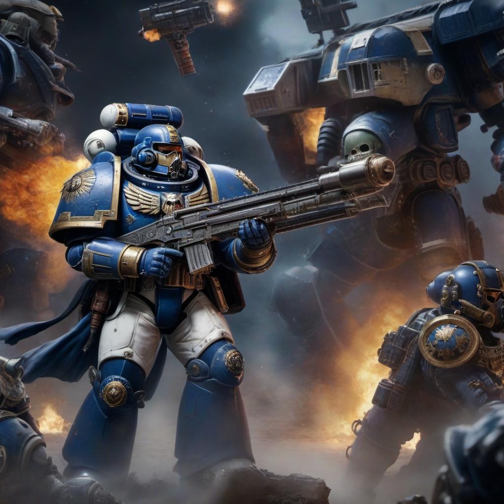  Warhammer 40000 Space Marine, Space Marine Chapter, Iron Cavalry Space Marine Chapter hyperrealistic, full body, detailed clothing, highly detailed, cinematic lighting, stunningly beautiful, intricate, sharp focus, f/1. 8, 85mm, (centered image composition), (professionally color graded), ((bright soft diffused light)), volumetric fog, trending on instagram, trending on tumblr, HDR 4K, 8K