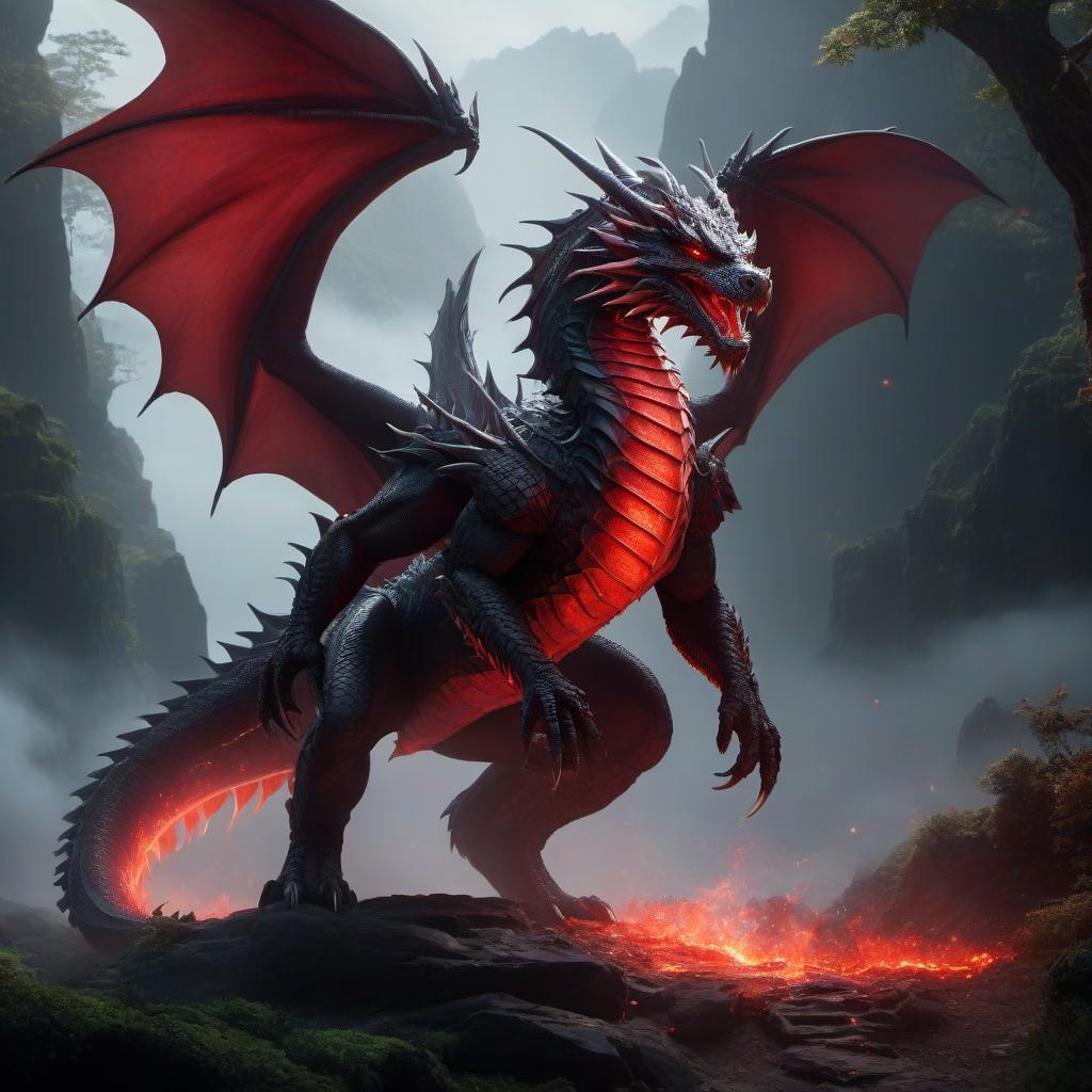  ethereal fantasy concept art of dragon born with red scales in black armor . magnificent, celestial, ethereal, painterly, epic, majestic, magical, fantasy art, cover art, dreamy, hkmagic hyperrealistic, full body, detailed clothing, highly detailed, cinematic lighting, stunningly beautiful, intricate, sharp focus, f/1. 8, 85mm, (centered image composition), (professionally color graded), ((bright soft diffused light)), volumetric fog, trending on instagram, trending on tumblr, HDR 4K, 8K