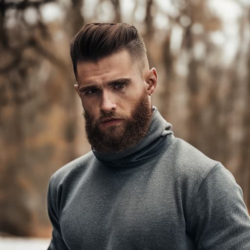 portrait+ style Russian queer fitness model brunette hunk dilf dude face