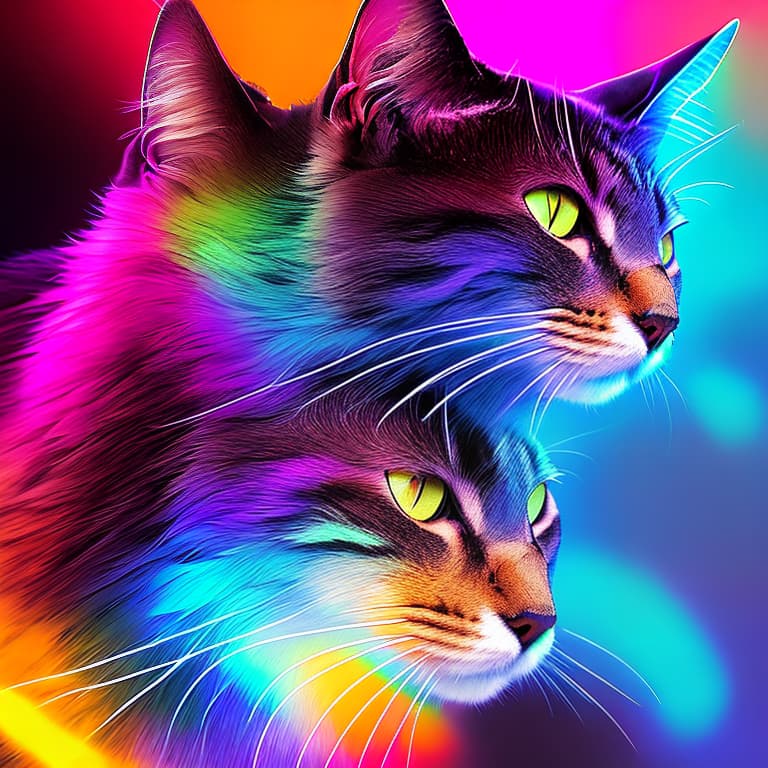 nvinkpunk A picture of a cat made entirely out of glowing brush strokes in vibrant and glowing neon colors, digital art, vibrant and intense colors, high detail, highest quality , neon hyperrealistic, full body, detailed clothing, highly detailed, cinematic lighting, stunningly beautiful, intricate, sharp focus, f/1. 8, 85mm, (centered image composition), (professionally color graded), ((bright soft diffused light)), volumetric fog, trending on instagram, trending on tumblr, HDR 4K, 8K