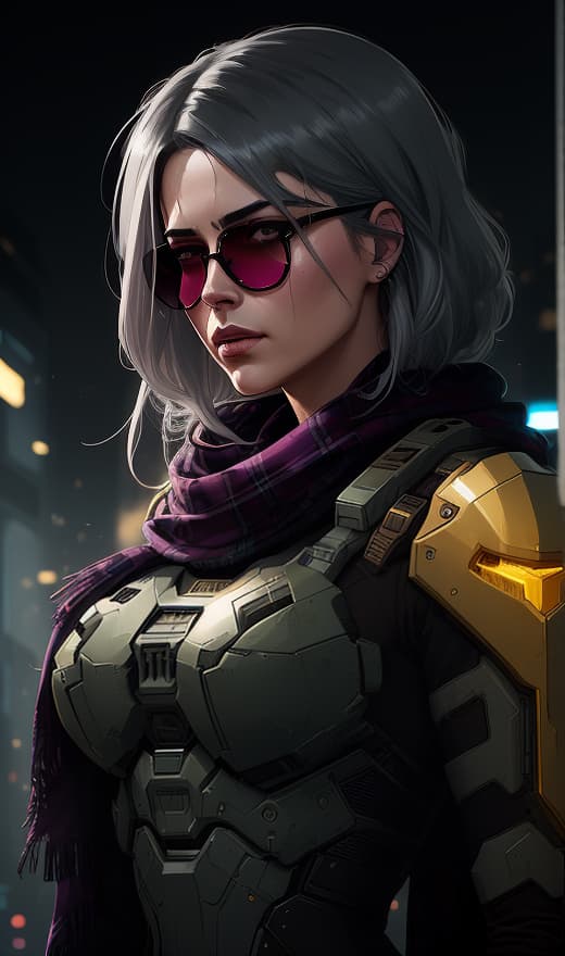  (dark shot:1.1), epic realistic, portrait of halo, sunglasses, blue eyes, tartan scarf, white hair by atey ghailan, by greg rutkowski, by greg tocchini, by james gilleard, by joe fenton, by kaethe butcher, gradient yellow, black, brown and magenta color scheme, grunge aesthetic!!! graffiti tag wall background, art by greg rutkowski and artgerm, soft cinematic light, adobe lightroom, photolab, hdr, intricate, highly detailed, hyperdetailed, (artstation:1.4), cinematic, warm lights, dramatic light, complex background,
