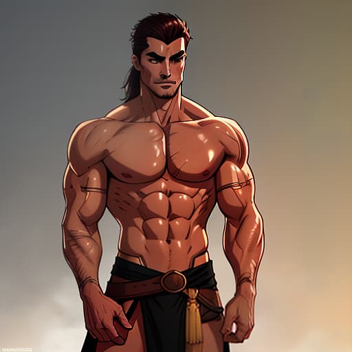  A young mercenary is tall and in good physical shape. His entire body is well muscled and taut. It's also covered in small blemishes and scars. His skin is slightly suntanned due to his birth and develops a beautiful tan in the sun. His hair is dark chestnut, and his long bangs sometimes obstruct his eyes. His eyebrows are dark and his left one is cut by a long white scar. His light green eyes are straight. He has broad shoulders and a chest. His legs are long and strong., Character, Full body, Concept design, Sheet, Ultra wide view, Ultra detailed hyperrealistic, full body, detailed clothing, highly detailed, cinematic lighting, stunningly beautiful, intricate, sharp focus, f/1. 8, 85mm, (centered image composition), (professionally color graded), ((bright soft diffused light)), volumetric fog, trending on instagram, trending on tumblr, HDR 4K, 8K