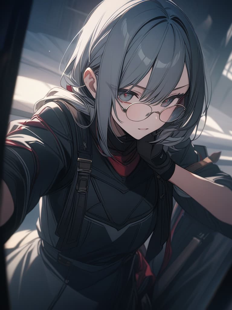  Gray hair, round glasses, assassin, knife, masterpiece, best quality,8k,ultra detailed,high resolution,an extremely delicate and beautiful,hyper detail