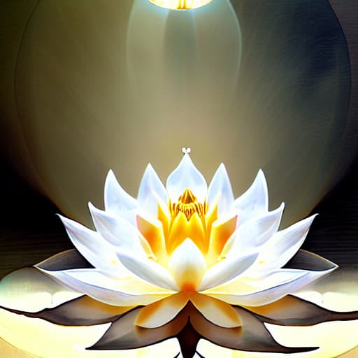  Image of 1 white transparency lotus flower in heaven with serenity tone and holy spirituality mood