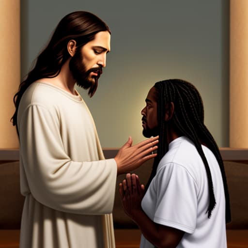  Picture of Jesus Christ praying with an African American Make