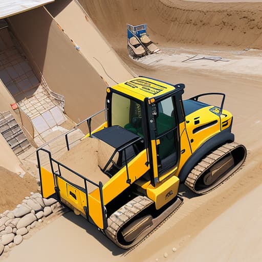  A man working in construction site near a skid loader