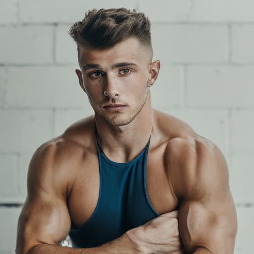 portrait+ style Russian queer gymnast brunette hunk daddy dude face