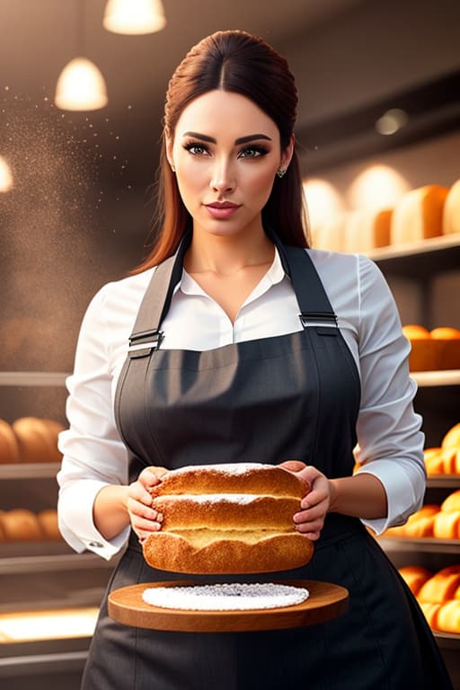  Bakery bread hyperrealistic, full body, detailed clothing, highly detailed, cinematic lighting, stunningly beautiful, intricate, sharp focus, f/1. 8, 85mm, (centered image composition), (professionally color graded), ((bright soft diffused light)), volumetric fog, trending on instagram, trending on tumblr, HDR 4K, 8K