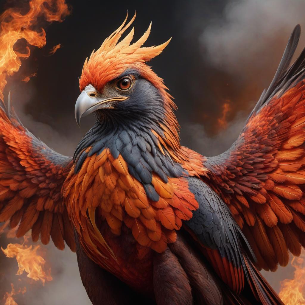  hyperrealistic art Slavic painting mixed with contemporary art, Phoenix, Bird of fire, fiery feathers, feathers in fire. Hyperrealism, masterpiece, epic plot . extremely high resolution details, photographic, realism pushed to extreme, fine texture, incredibly lifelike hyperrealistic, full body, detailed clothing, highly detailed, cinematic lighting, stunningly beautiful, intricate, sharp focus, f/1. 8, 85mm, (centered image composition), (professionally color graded), ((bright soft diffused light)), volumetric fog, trending on instagram, trending on tumblr, HDR 4K, 8K