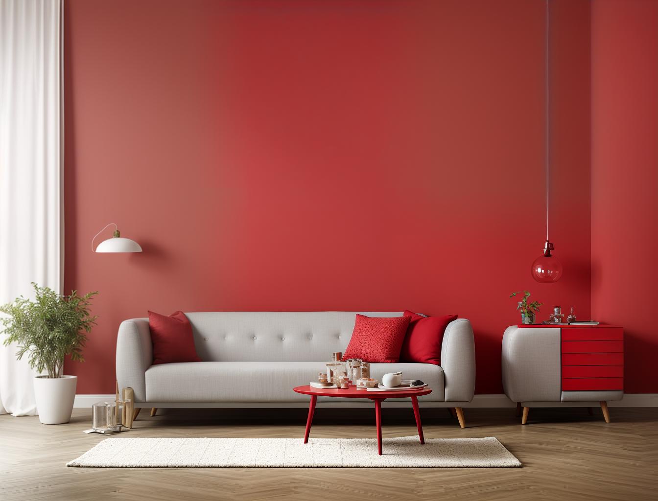  luxury livingroon with red colour