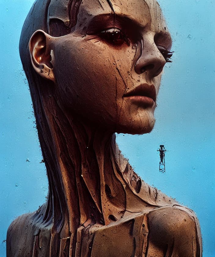 portrait+ style mannequins Beksiński pain fear guillotine chessboard death time cry rain